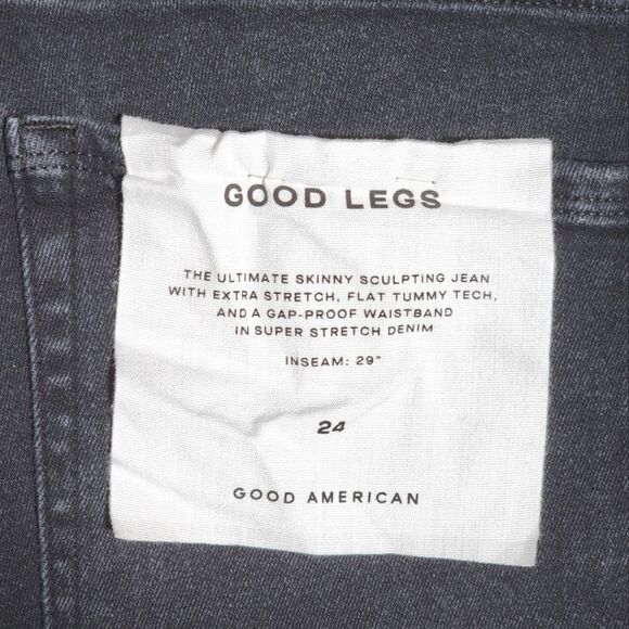 Good American NWT Good Legs Black Stretch Denim Skinny Jeans Plus Size 24 - Picture 9 of 12